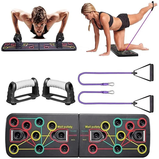 9-in-1 Push Up Stand Board with Latex Resistance Bands