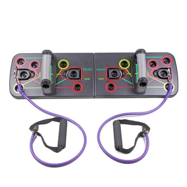 9-in-1 Push Up Stand Board with Latex Resistance Bands